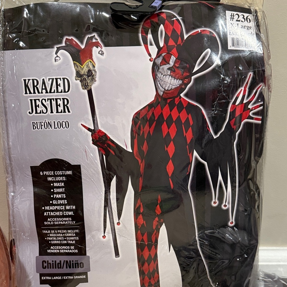 Krazed Jester Child Costume - Red and Black